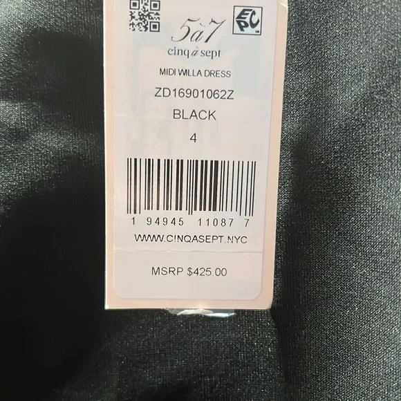 Cinq à Sept Willa ruffle midi dress. Size 4. all black.NWT.